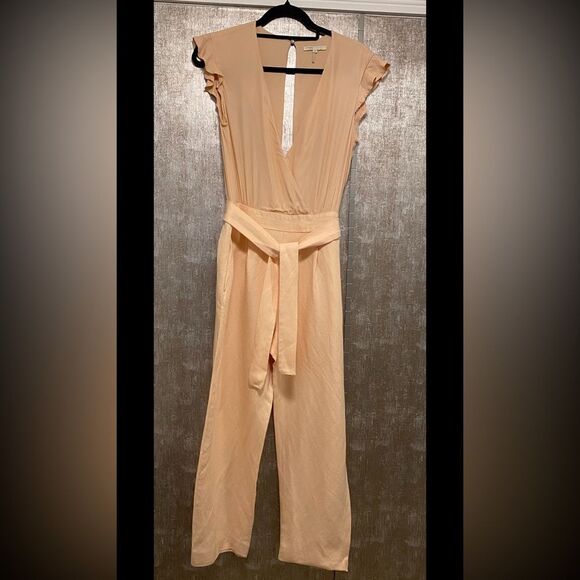 Maje Light Peach belted jumpsuit, S